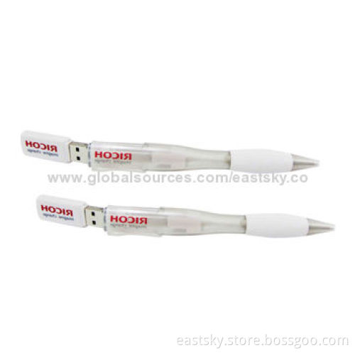 Plastic Pen-shaped USB Drive, Four Optional Logo Imprint Locations, OEM Orders are AcceptedNew